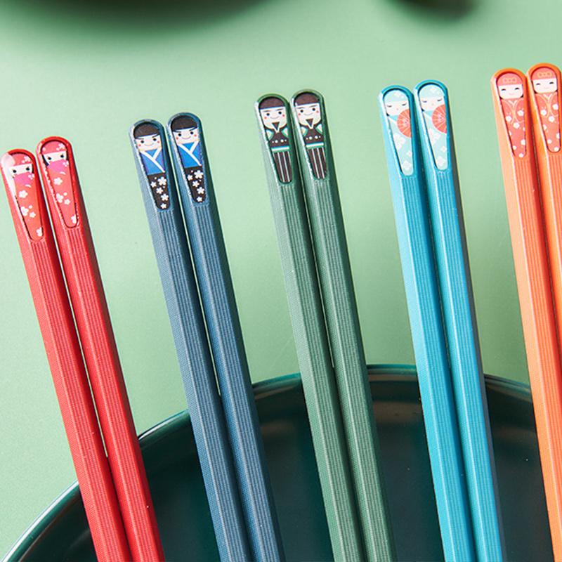 GIANXI Chinese chopsticks Sushi Sticks Reusable Japanese Chopsticks Healthy Alloy Tableware Food Multi color Chopsticks set