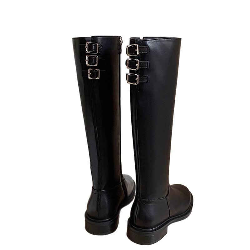 Cowhide version brown boots women's thin boots new autumn and winter thick heel knight boots but knee high boots