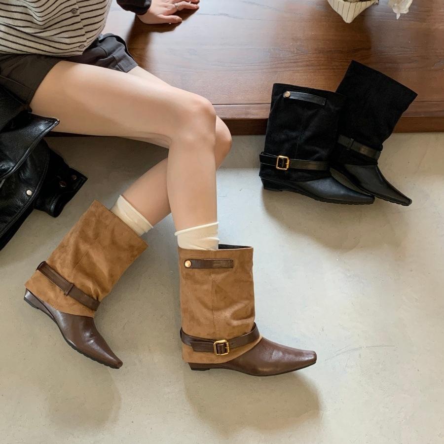 Flat-bottomed short boots women's new boots autumn and winter women's boots western pants boots belt buckle Martin boots short boots