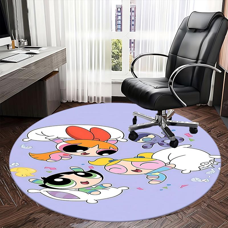 Powerpuff Girls Chair Mat Round Carpet - Home Decor, Office Rug