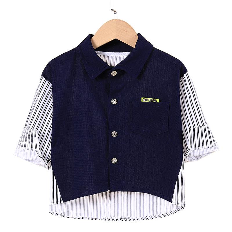 Autumn Kids' Striped Long Sleeve Cotton Shirt, Korean Style, Boys' Turn-Down Collar Shirt Jacket