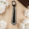 Rhinestone Pearls Tie Black Decoration Shirt Tie Hand-beaded Long Necktie  Women