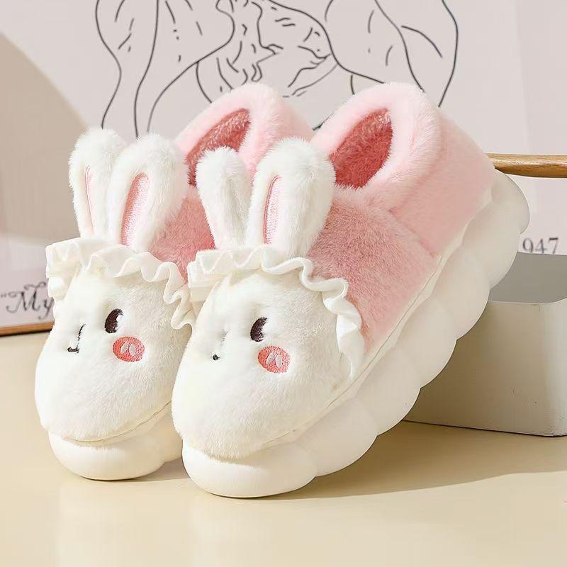 Women's Winter Thick-Soled Plush Cotton Slippers - Cozy Indoor Non-Slip Shoes