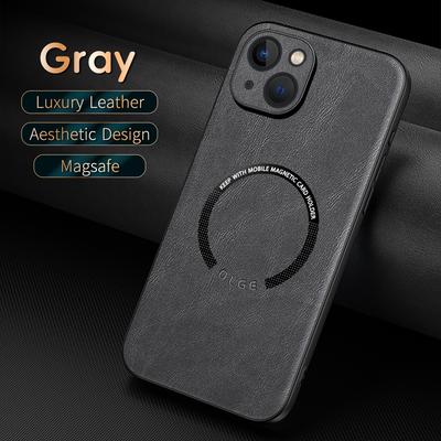 Luxury Leather Magnetic Magsafe Case for IPhone 15 14 13 12 11 Pro Max XS XR X 7 8 Car Mount Case Silicone Shockproof Full Protection Cover