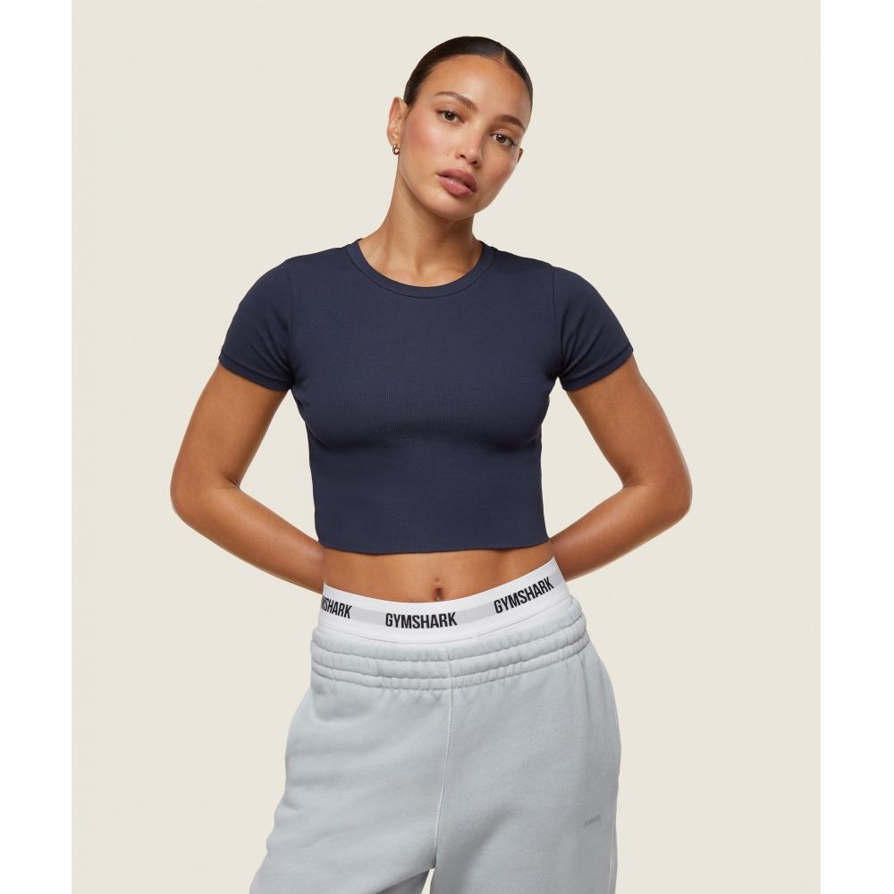 

Футболка GYMSHARK в рубчик Heavy Blue B1C1V UCTN