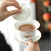 Hand-painted White Porcelain Sancai Gaiwan