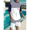Men's Stylish Printed Two-piece Summer Suit Including Round Neck Short-sleeved T-shirt + Shorts