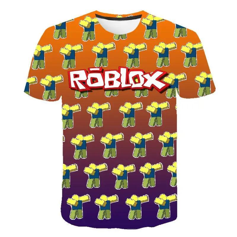 

2025 Roblox Детская футболка для мальчиков Игровая спортивная футболка Детская мультяшная футболка с коротким рукавом Топ 3D-принт Повседневная уличная одежда Харадзюку 110