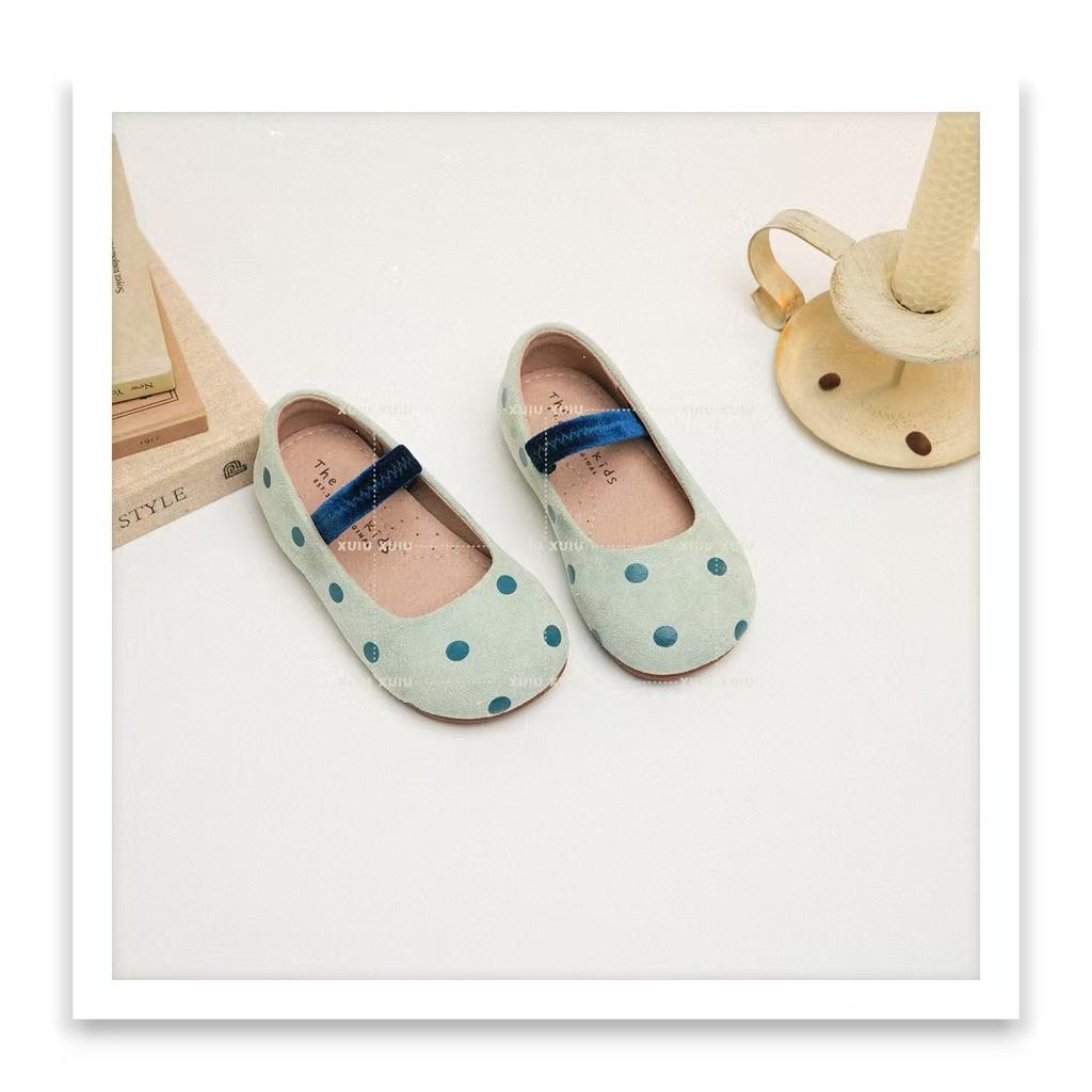 Children's princess shoes 2025 spring and autumn new casual shoes girls polka dot small leather shoes soft sole Doudou single shoes