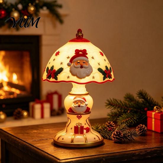 Living Room Ornaments Christmas Lighted Table Lamp, Santa Claus Reindeer Small Holiday Keepsakes Desktop Ornament for Bedroom Indoor Home Decor