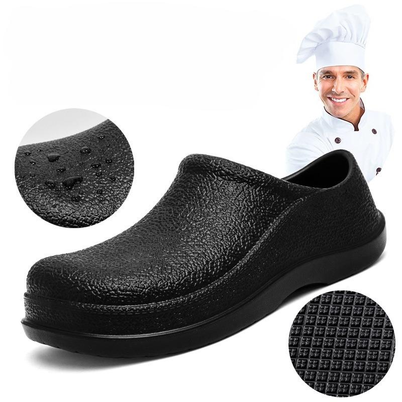 Fashion Men Chef Shoes Man Summer Beach Slippers Water-proof Oil-proof Kitchen Shoes Non-slip Garden Clogs Hotel Work Shoe EVA Sandal