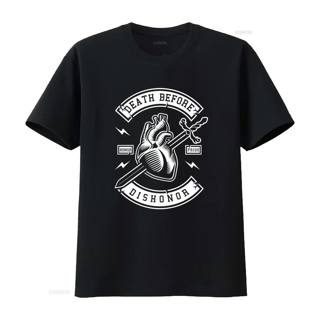 Death Before Dishonor T Shirt 100 Cotton Premium NEW Heart Sword Honor Pride Design Vintage Washed Stylish Slightly