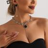 Choker Punk Geométrico Brincos Pendentes com Gancho de Fecho Alavanca Choker em Y com Pingente de Disco Corrente Grossa para Uso Diário Festas de Rua