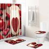 Valentine'S Day Toilet Shower Curtain Four-Piece Printed Floor Mat Set Bathroom Floor Mat Bedroom Absorbent Door Mat Carpet