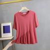 T-shirt Women Solid Color Summer Casual Large Size Loose Round Neck Pullover Short-sleeved Tops
