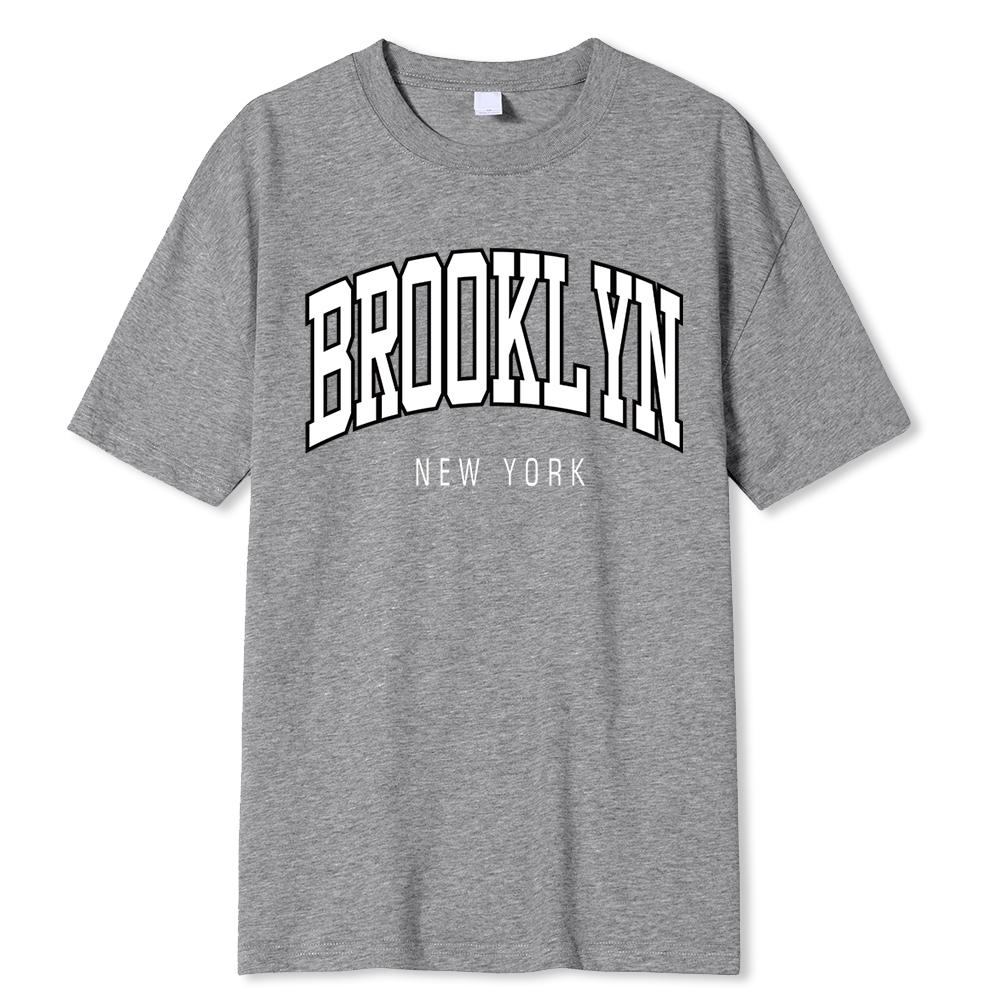 Brooklyn New York Druck Damen T-Shirts Sommer 100% Baumwolle Sweat T-Shirts Atmungsaktive lockere Kleidung Hip Hop Crewneck Herrenmode