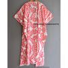 Damen Hippie Baumwolle Sommer Nachtwäsche Ikat Print Rot Langes Maxi Kaftan Kleid CKFTN-SCRN-FULL-BUYIT-093