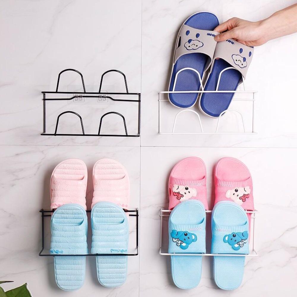 Double-layer Shoe Rack Wall Mounted Slipper Hanging Shelf New Hanging Shoe Holder  Bathroom