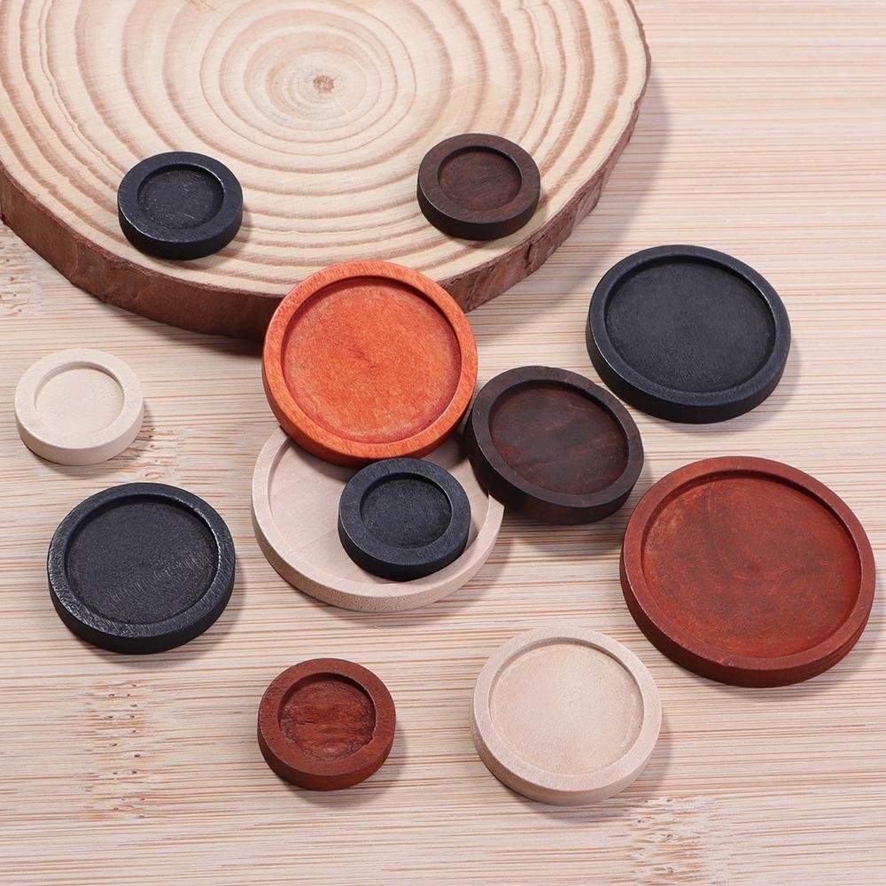 10Pcs Natural Wooden Cabochon Cameo Base Vintage Round Blank Setting Tray For Necklace Jewelry Making Findings Home Decoration
