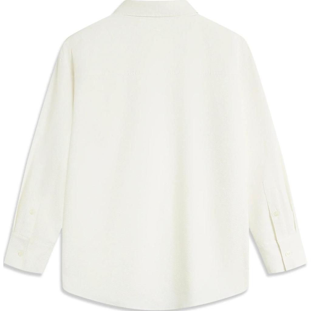 Li-Ning Comfortable Casual Loose Polo Long Sleeve Shirt Women Shirts Off-White ASHU090-3