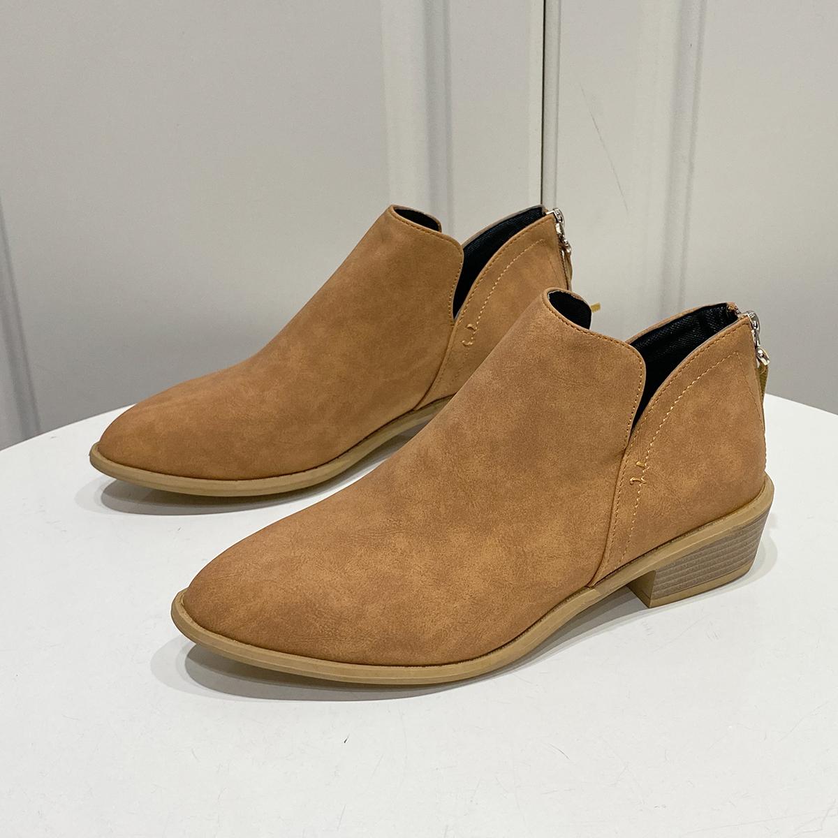 

Женские сапоги 2024 года, модные хлопковые туфли из плюша с мягкой подошвой, водонепроницаемые, с застежкой-молнией и высоким каблуком, женские сапоги Botas Mujer 43 коричневый