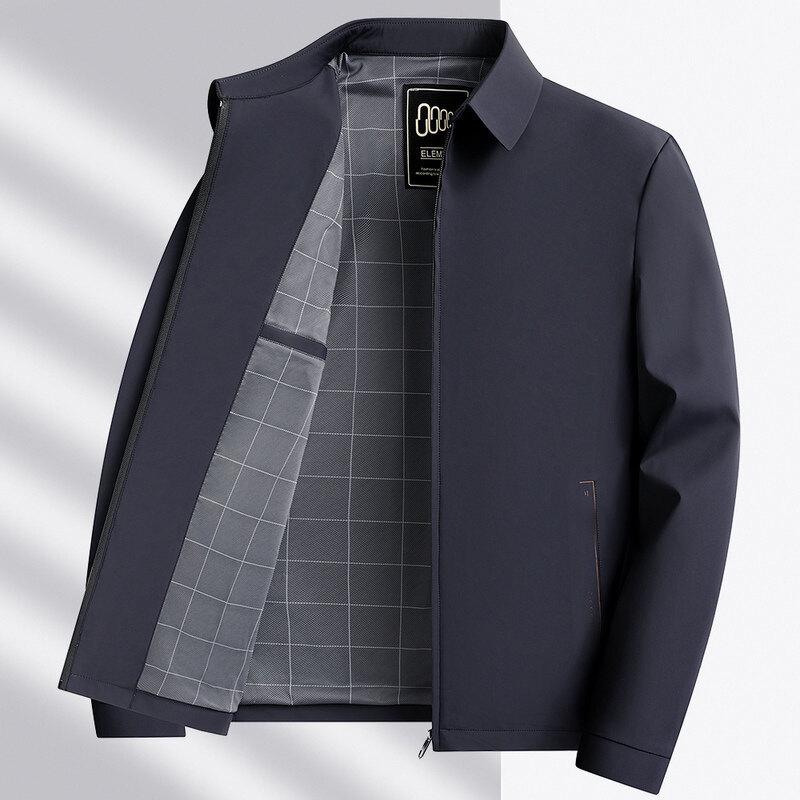 Men's Windproof No-Iron Business Casual Lapel Jacket for Spring and Autumn