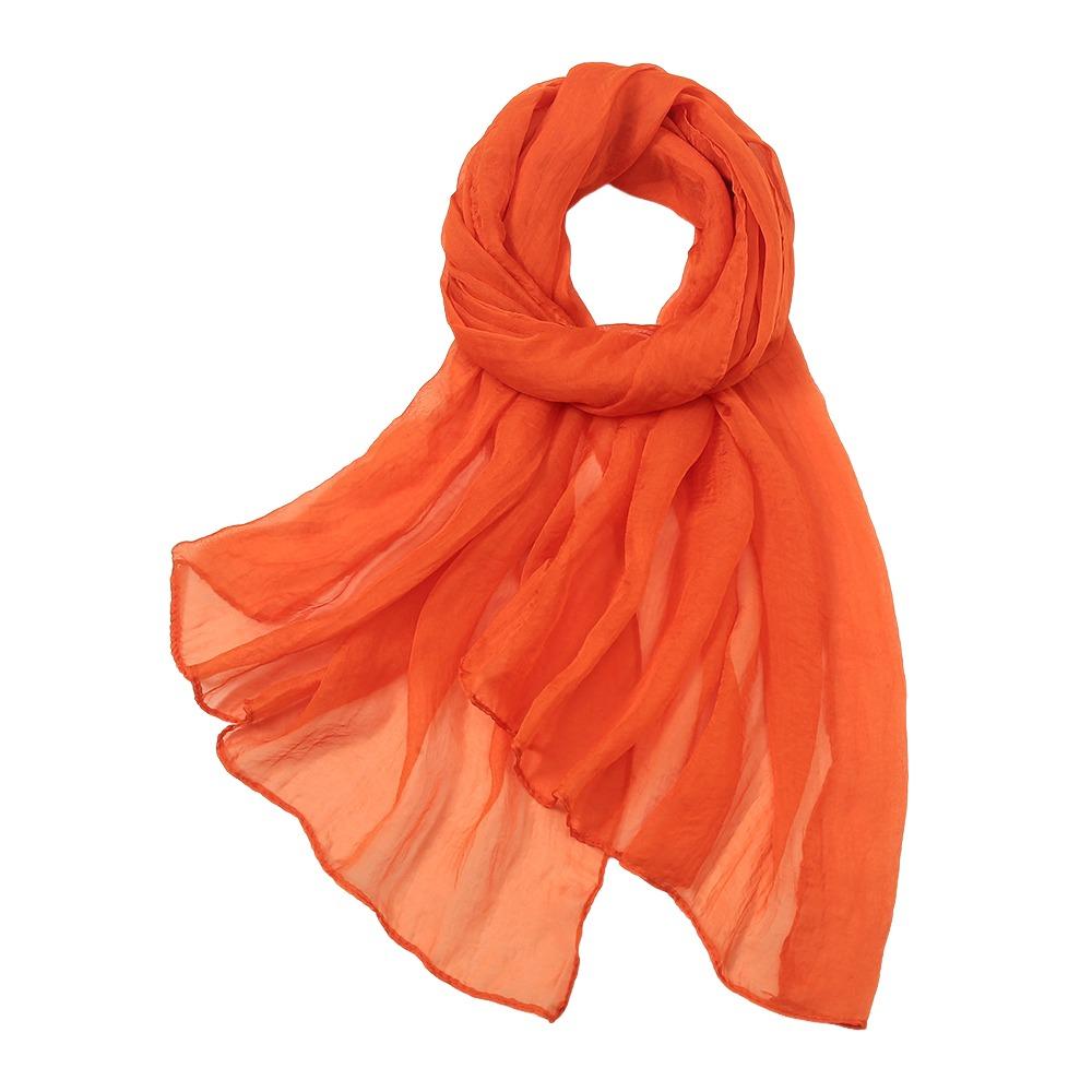 

Thin Chiffon Scarf Solid Color Shawl Silk Elegant Sunscreen Shawl Women s Fashion помаранчевий