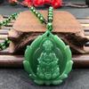Imitation Jade Lace Guan Yin Buddha Necklace - Versatile Green Jade Sweater Chain for All Seasons