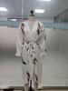 2025 European & American Women's V-neck Long Sleeve Lace-up Print Long Dress