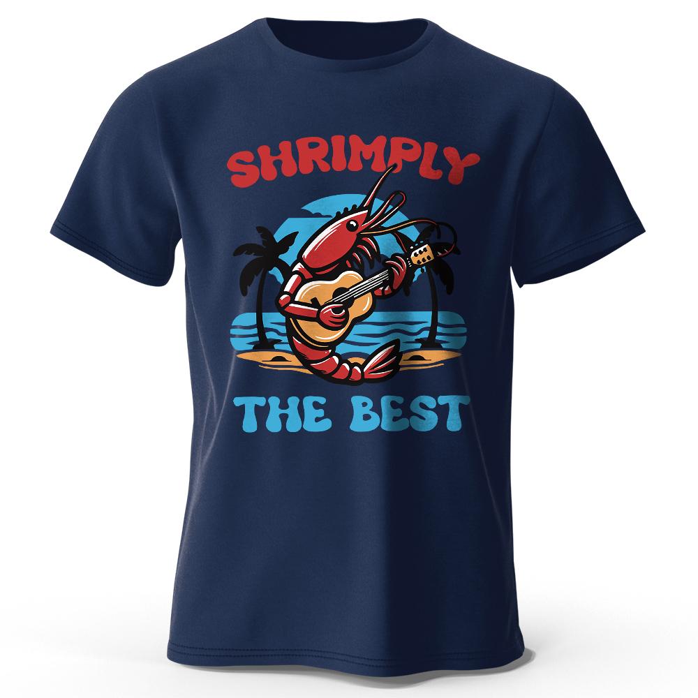

Men s Shrimply The Best Printed T Shirt Cotton Oversized Punny Graphic Tees for Women Summer Tops Nautical Streetwear S темно-синього кольору