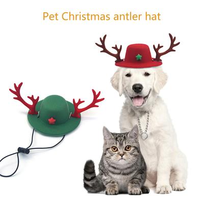 Christmas Pets Hat Reindeer Antlers Hat Adjustable Christmas Hat Dress Up Supply for Small Mediums Dogs Pets