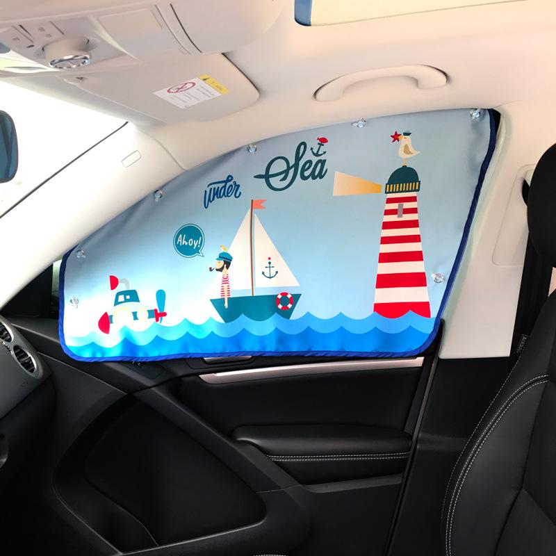 Korean Style Cartoon Car Window Sunshade Curtains with Suction Cups