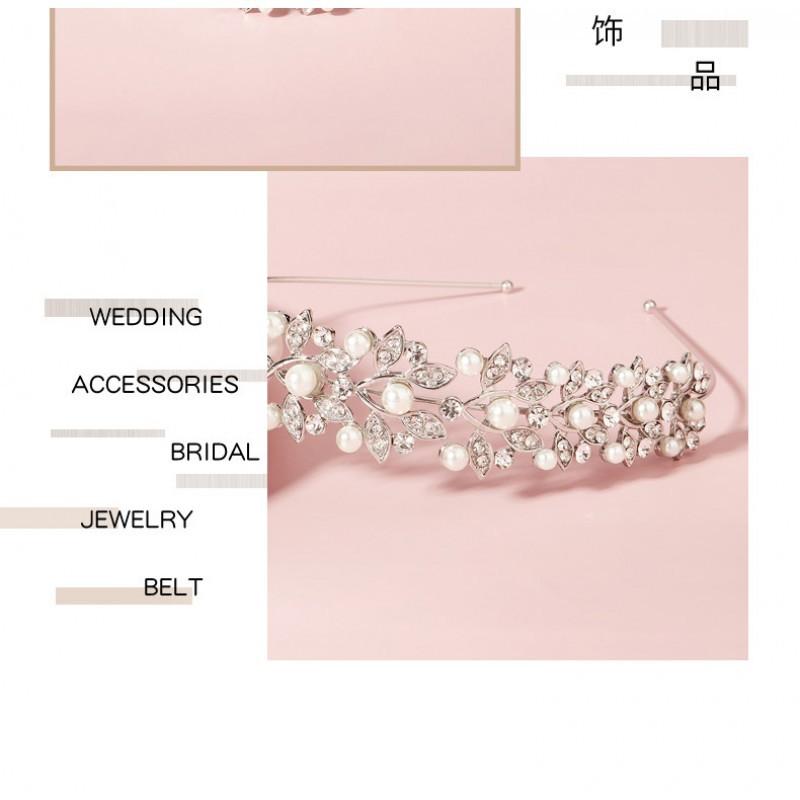 Korean Alloy Rhinestones Wedding Headband Crown Bride Photography Online Celebrity Daily Hair Accessories Pearl