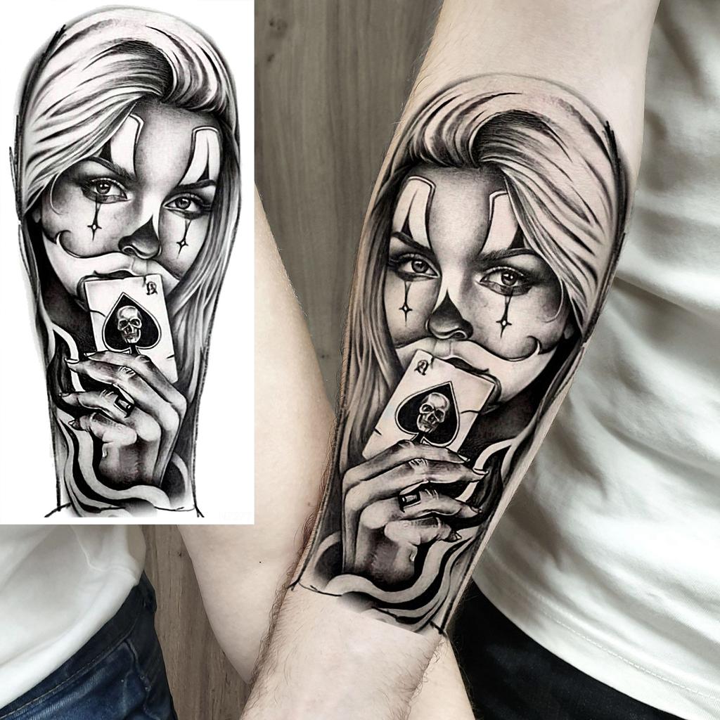 1 Sheet Full Arm Robber Gangster Temporary Tattoos For Men Women Waterproof  Tatoo Sleeve Realistic Bad Guy Fake Tattoos Sticker