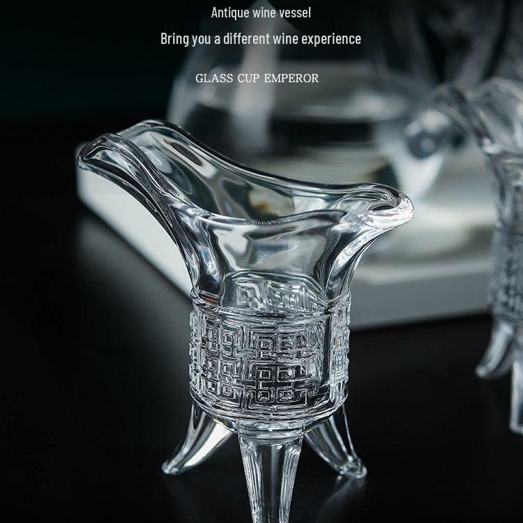 Ancient Emperor Antique Style Lead-Free Glass Wine Set: Three-Legged Small Cup