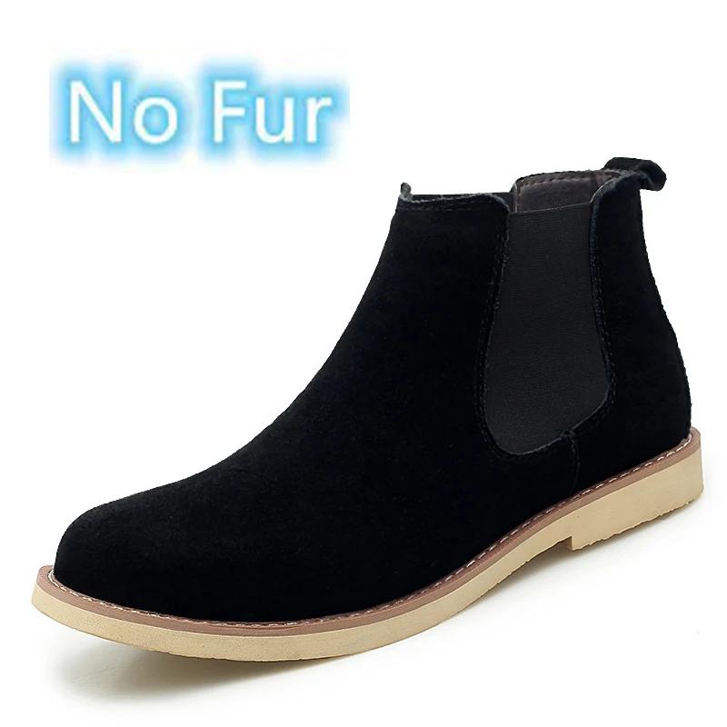 Fashion Chelsea Fashion Shoes Warm Winter Leather Shoes Antiskid Mens Boots Male Footwear Classic Men Ankle Boots Comfy  Boots