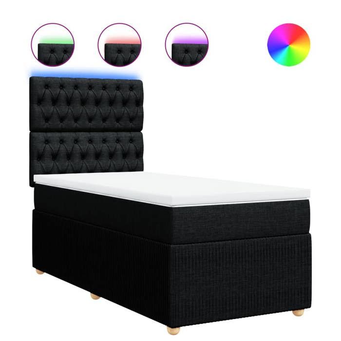 VidaXL Sommier à lattes de lit avec matelas Noir 100x200 cm Tissu 3294276