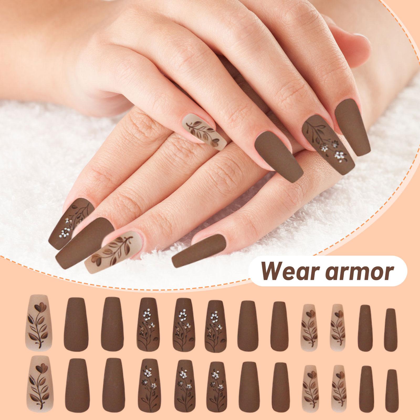 

Press- Nails, Flattering For All Skin Tones, With A Finish, Floral And Leaf Designs, And An Instagram-worthy . 24 Pieces, Removable.1ml One Size