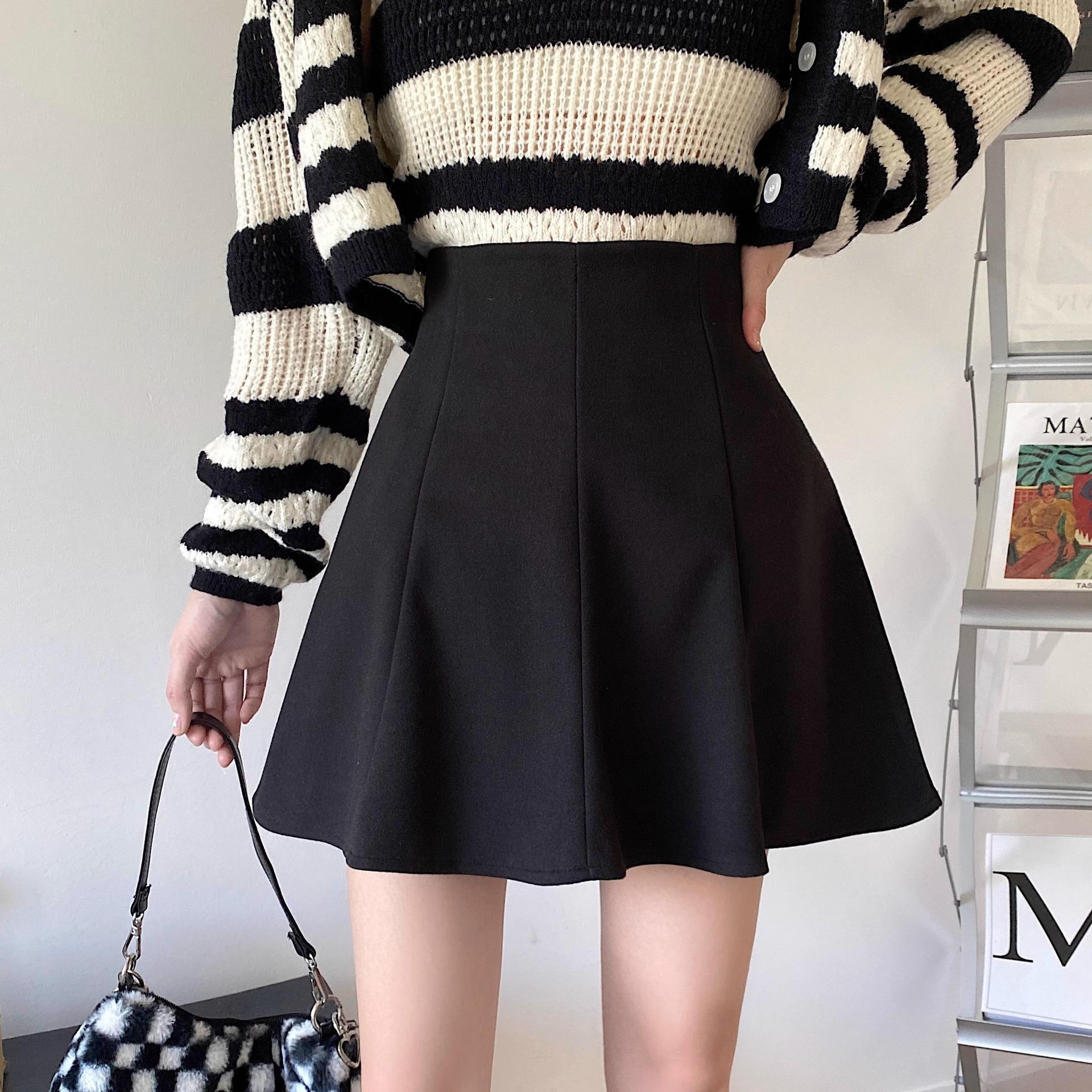 

Женская шерстяная миди-юбка А-силуэта с высокой талией - Стройнящая, корейская мода, осенне-зимняя плиссированная юбка-зонт. 2XL кофейный