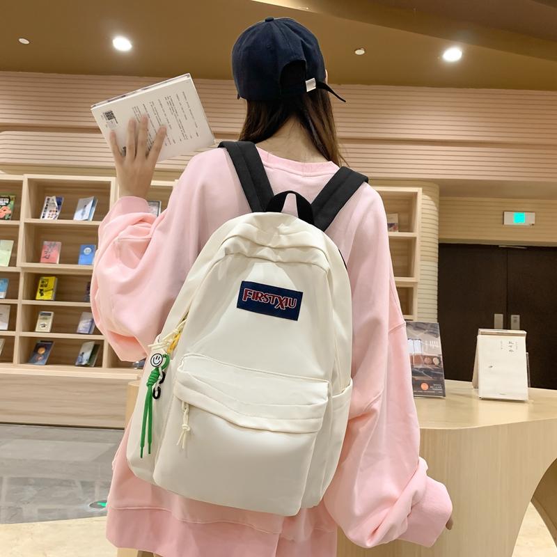 Female Solid Color Backpack Junior Senior High School Student Schoolbag Large Capacity Backpack Girls
