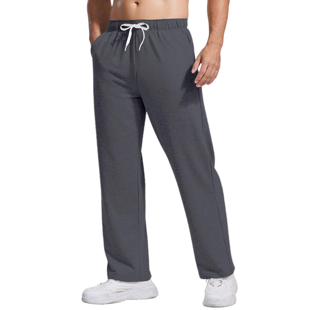 Calças de Moletom Casuais Masculinas de Corte Relaxado com Cós Elástico e Cordão Calças de Yoga