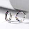 Exquisite Luxury Geometric Circle Colorful Zircon Hoop Earrings for Women New Korea Fashion Jewelry Wedding Bride Accessory Gift