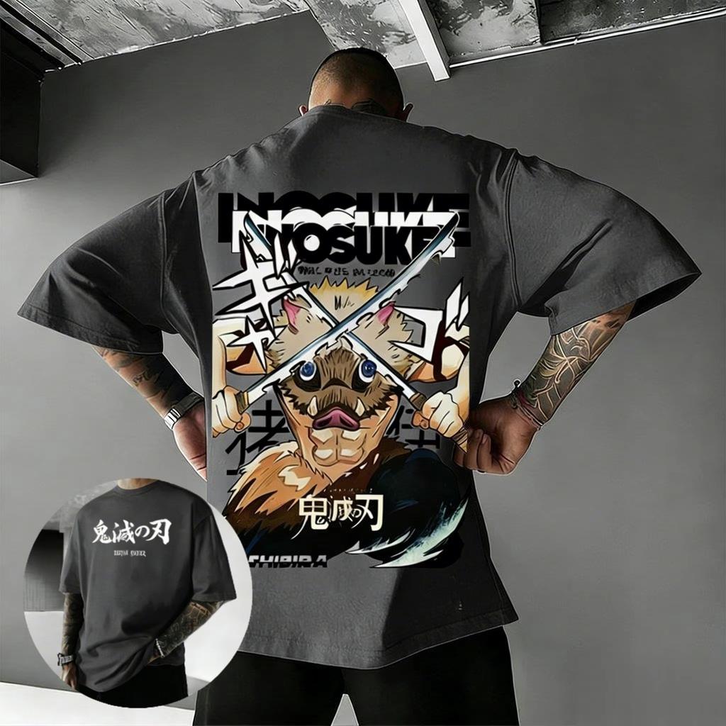 Anime Demon Slayer Hashibira Inosuke T Shirt Summer Cotton Unisexs Women Streetwear Casual Trendy Short Sleeve Oversize Top