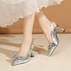 Fashion Crystal Bowknot Women's High Heels Summer Slingbacks Dress Women Pumps Sexy Pointed Toe High Heels Shoes Ladies Sandals