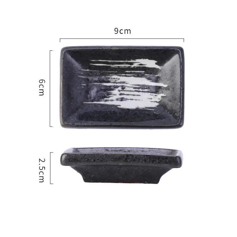 4Pcs Ceramic Rectangle Small Sauce Dish Japanese Style Flavoring Sushi Mustard Plate Soy Sauce Cherry Blossom Pepper Tray Home