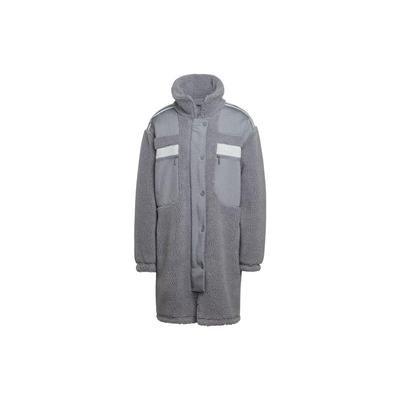 Originali Clover Patchwork Design Giacca Lunga in Pile con Zip Donna Capispalla Grigio HK5256