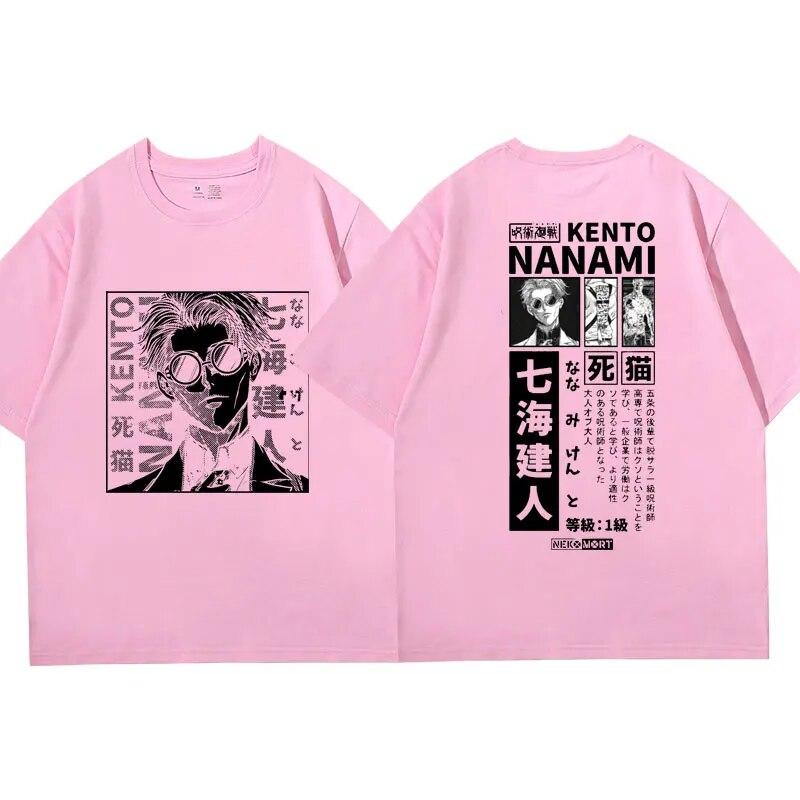 Anime Jujutsu Kaisen T-Shirt Japanisches Unisexga Nanami Kento Kurzarm-T-Shirts Unisex 100 % Baumwolle Lässiges übergroßes T-Shirt Unisex
