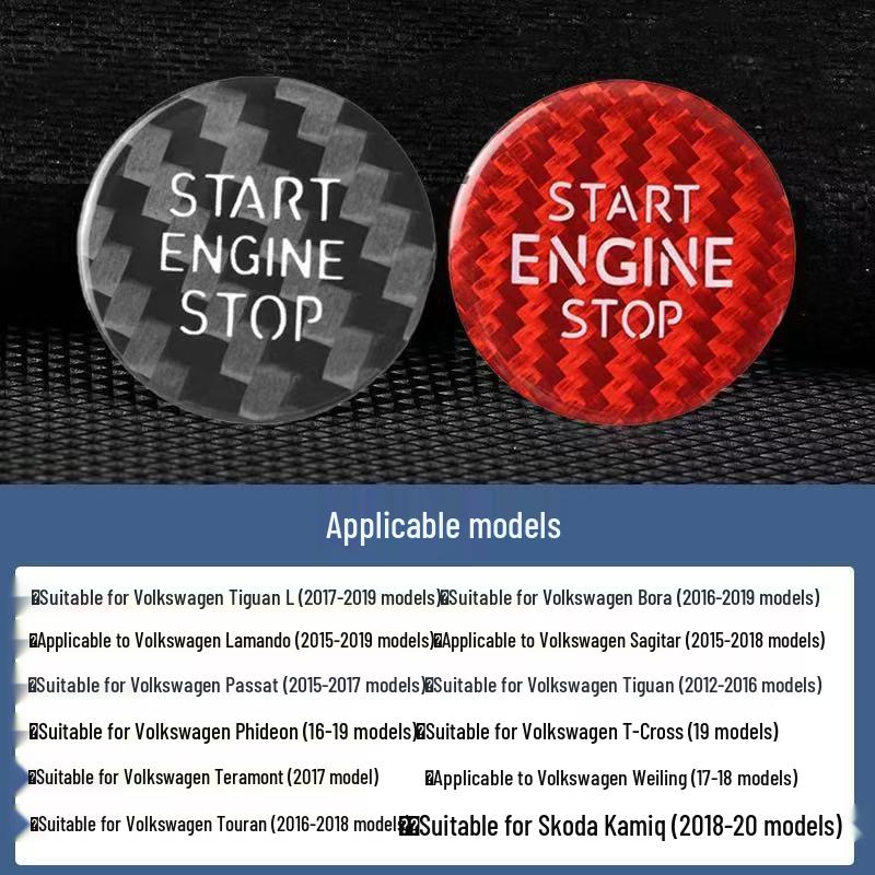 Real Carbon Fiber One-Button Start Ignition Sticker for BMW, Mercedes-Benz, VW, Toyota, Nissan, Honda, Suzuki