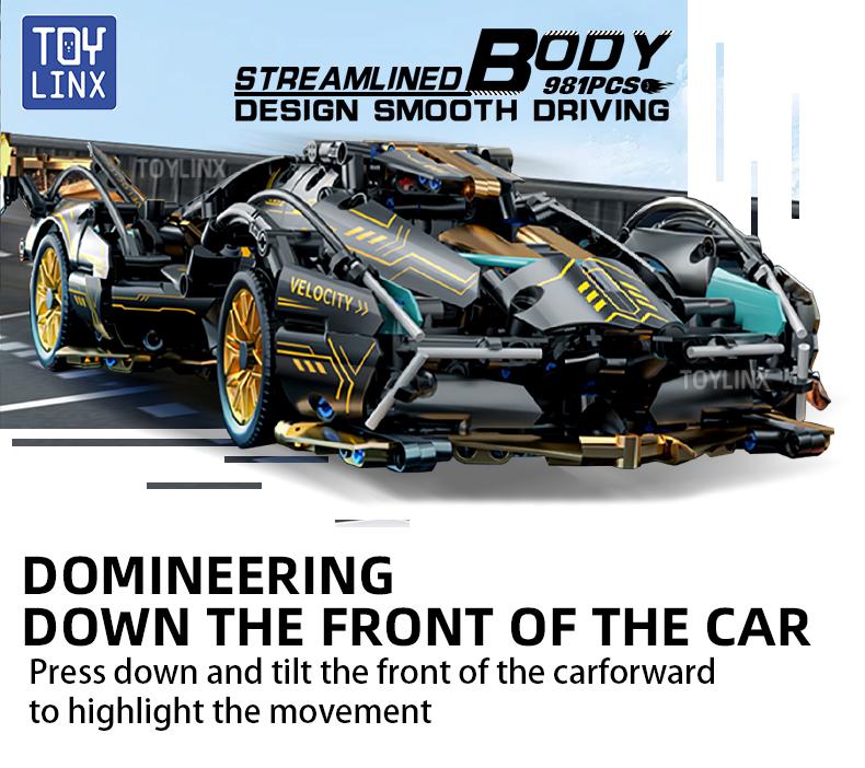 TOYLINX Technical Building Blocks Car Racing Sport Speed Vehicle Model City Mechanical Super Bricks Puzzle Toys Adult Gift