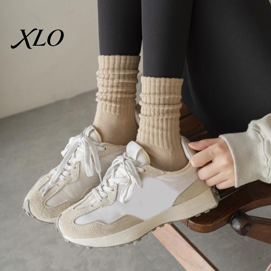 Solid Color Athletic Socks Crew Socks, Thickened Terry Lining Winter Warm Versatile Daily Use Soft Elastic Cotton Blend for Wear High Elasticity